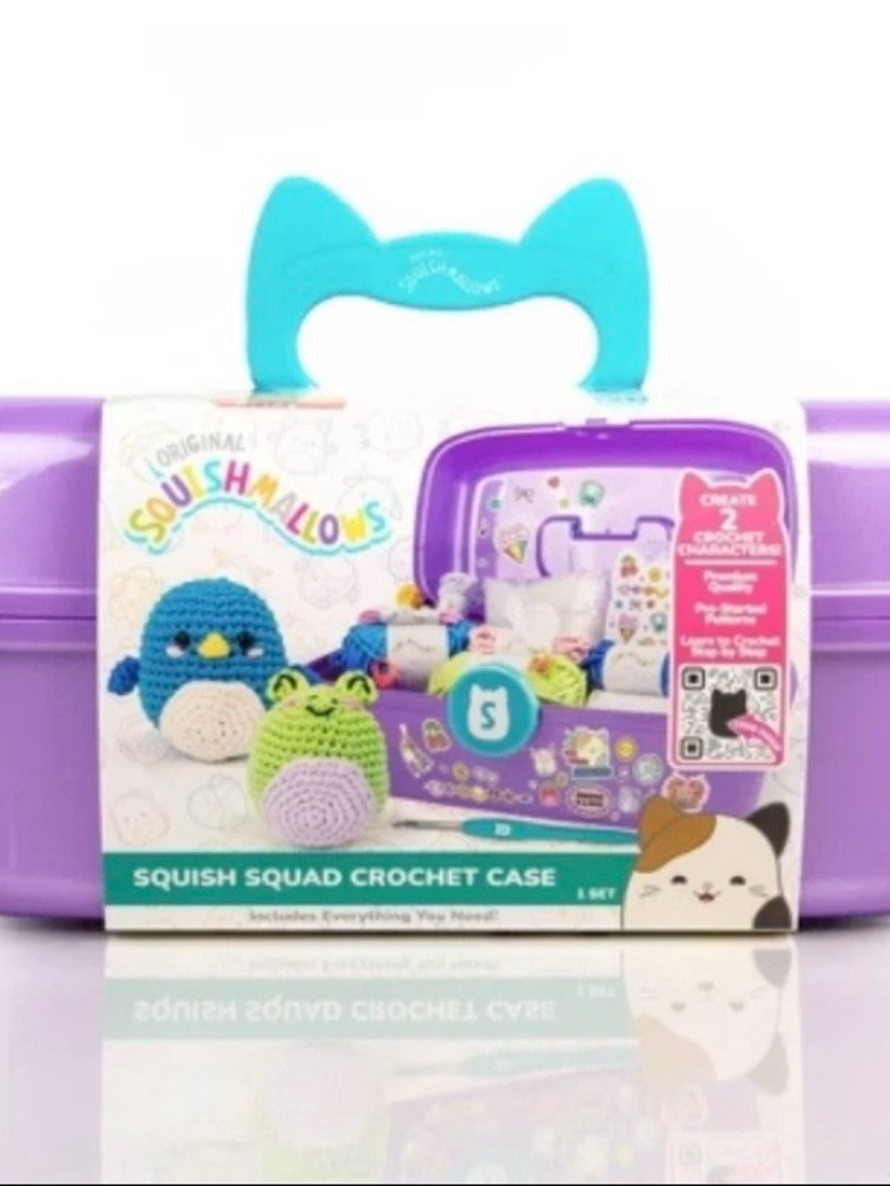 Squishmallows Crochet Craft Case - Purple & Teal Handle